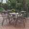 Flash Furniture Lila 31.5in Round Glass Top Metal Table with 4 Bronze Aluminum Slat Stack Chairs TLH-072RD-017CBZ4-GG - alternate 1